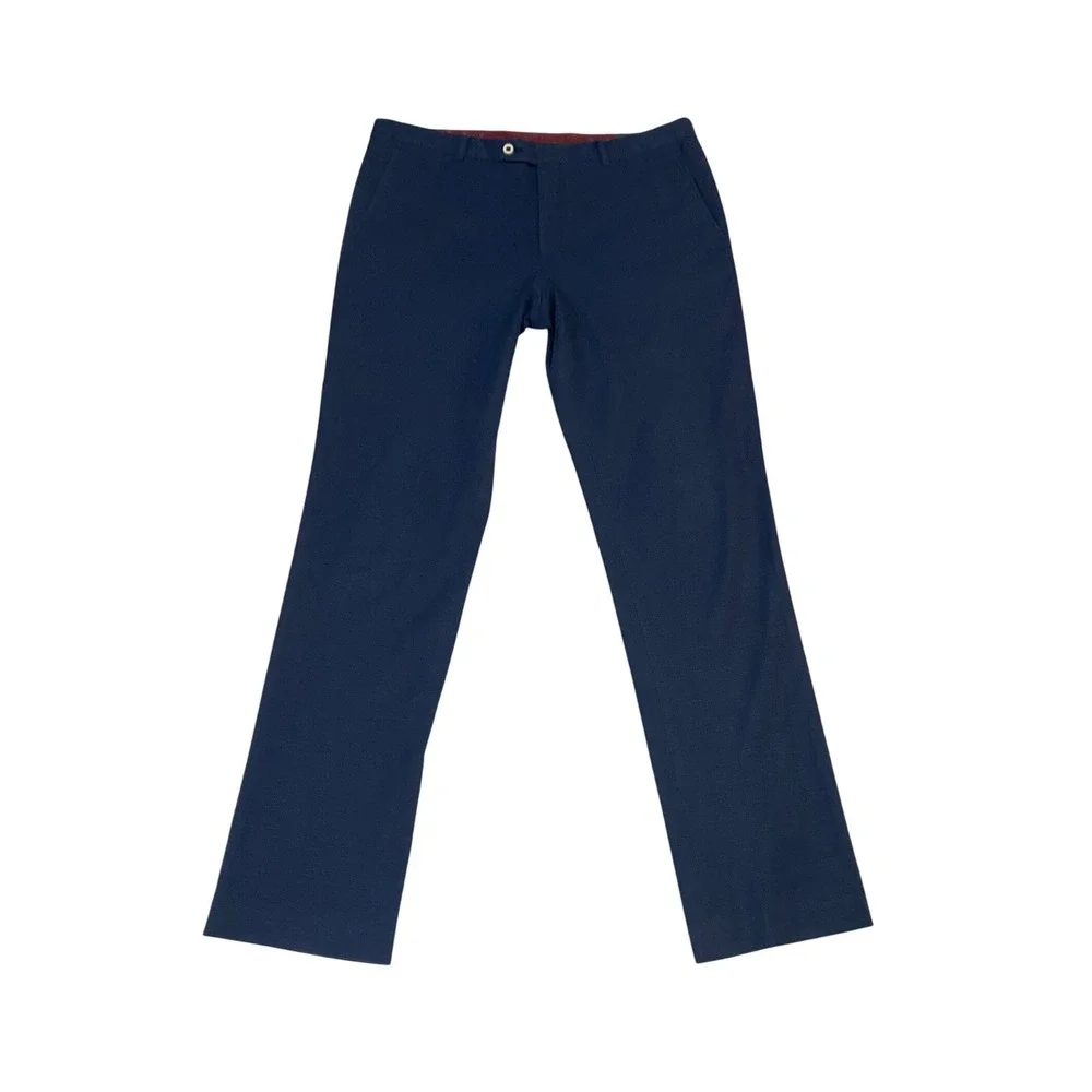 Paisley & Gray Mens Slim Fit Navy Blue Linen Blend Dress Pants Trousers 33x32 - Picture 1 of 9